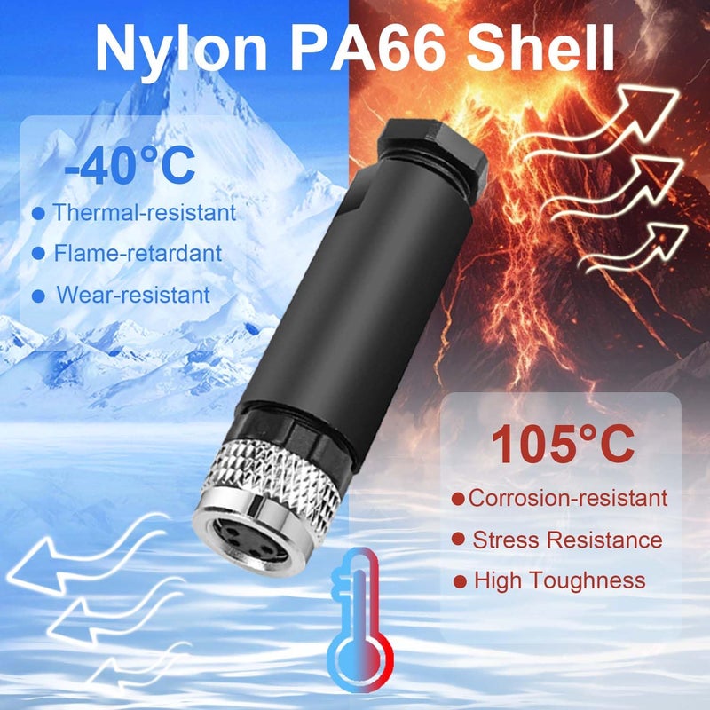 PklzNet 10Pcs M8 4-Pin Aviation Connector Female, Industrial A Coding Field Assembly Plug 8mm IP67 Waterproof for Circular Socket Panel Sensor - Image 3